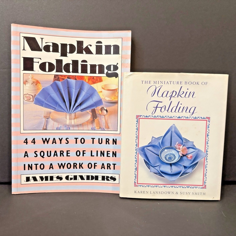 Lot of 2 Napkin Folding Books Decorative Table Setting Entertaining Crafts Guide